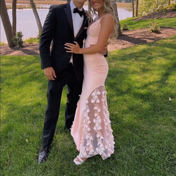 Pink Prom Dress with Flower lace - Picture 2 of 7